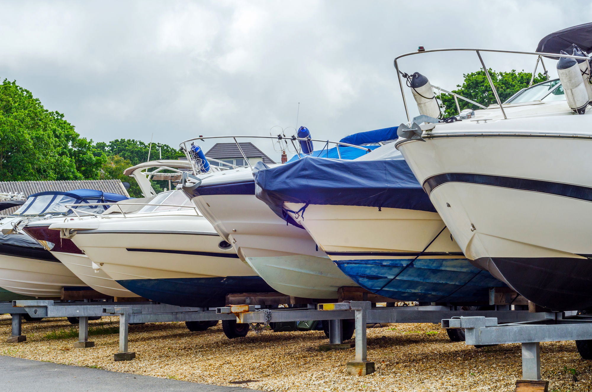 boats in a storage yard