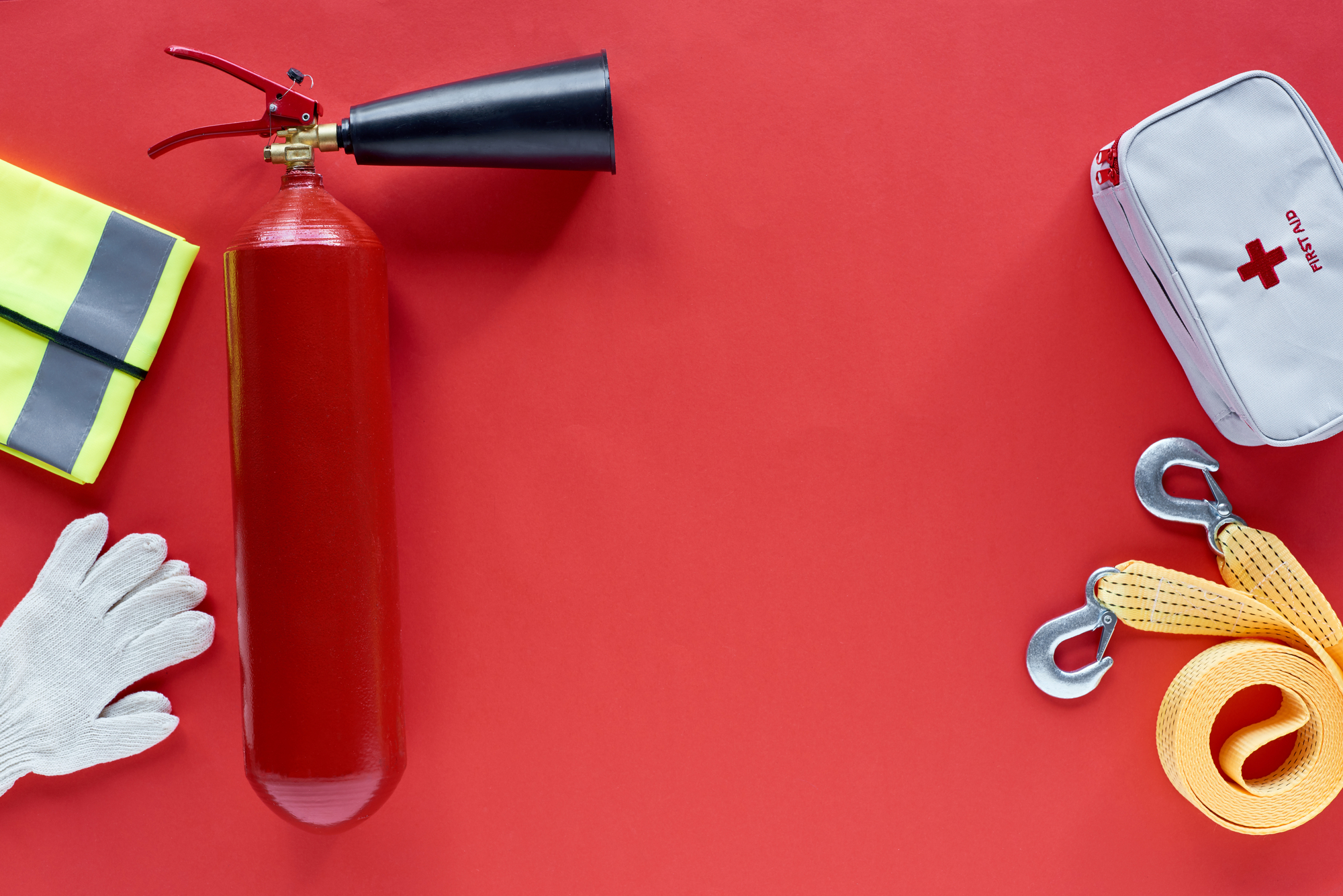 fire extinguisher and first aid kit