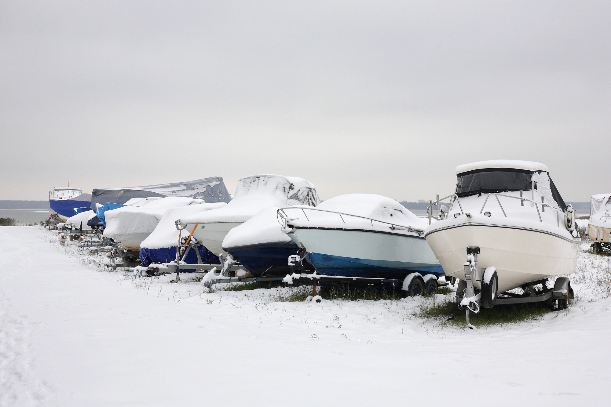 Winter boat parking - boats on trailers