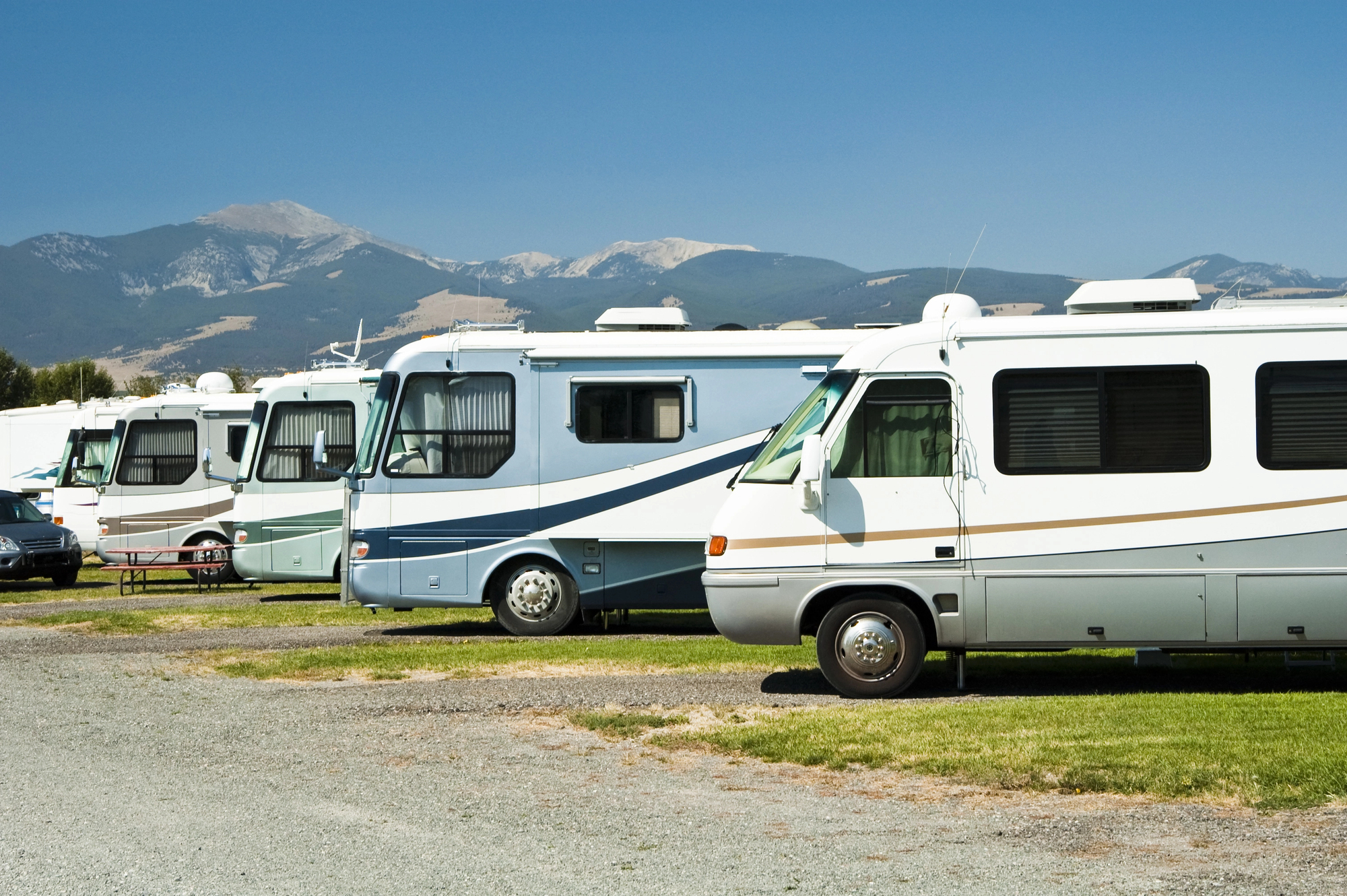 RVs in a campground 