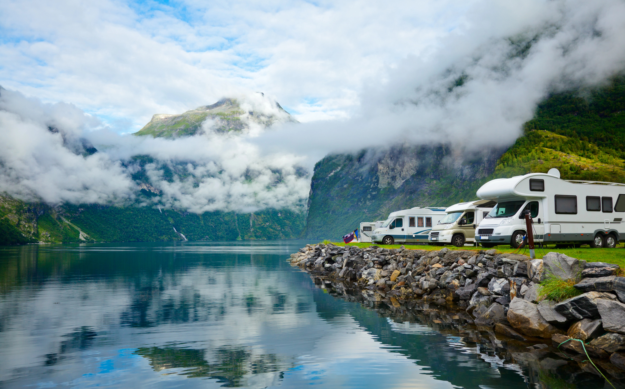 Motorhomes at Norwegian campsite